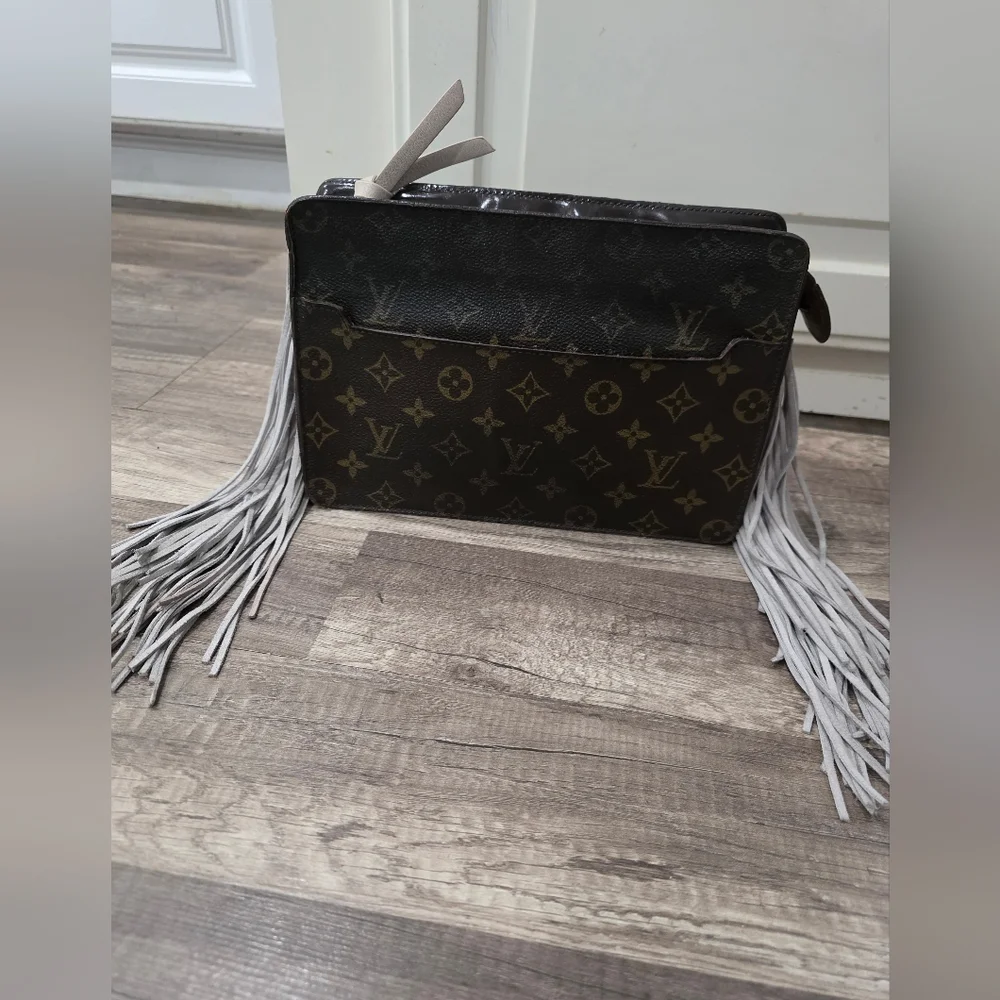 Upcycled LV LOUIS VUITTON Westerncore Clutch Pouch Bag Formal Monogram Tassel - Picture 3 of 15